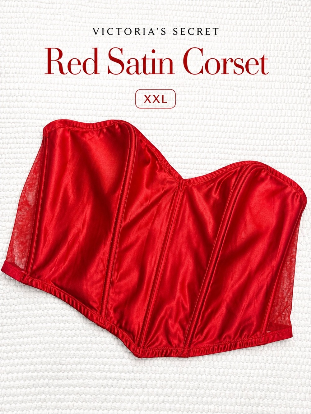 Victoria’s Secret Red Satin Corset Bustier Top XXL Structured Glam